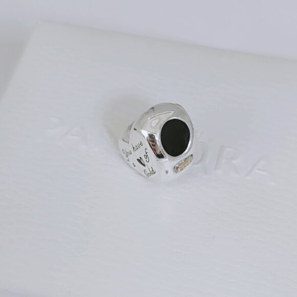 Pandora Domed Golden Heart Charm Dangle S925 Sterling Silver Bracelet Pendant - Picture 6 of 8